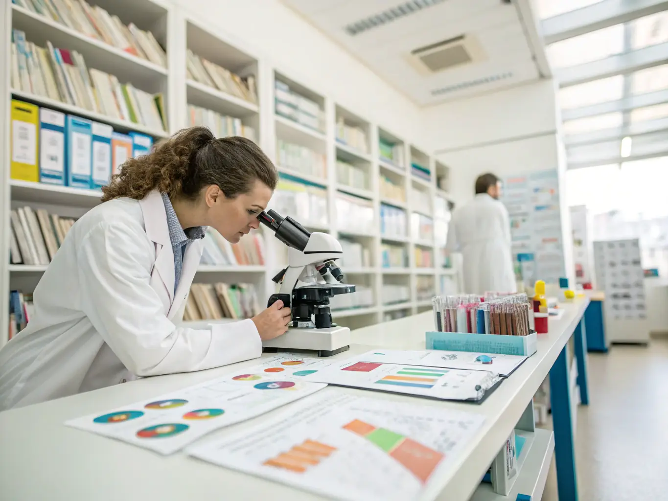 A skilled medical laboratory technician analyzing samples in a state-of-the-art laboratory.